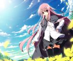  bad_id cape highres hirokazu_kine long_hair louise louise_francoise_le_blanc_de_la_valliere mac-kine pentacle pink_eyes pink_hair solo thigh-highs thighhighs zero_no_tsukaima 