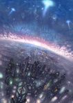  city_lights cityscape cloud denki dutch_angle highres horizon megastructure no_humans original scenery sky star_(sky) starry_sky 