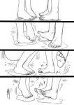  1girl antaria barefoot comic feet heart monochrome nude original signature sketch soles toes wet 