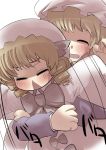  &gt;:&lt; =_= ^_^ annoyed blonde_hair blush bow bust chestnut_mouth closed_eyes drill_hair eyes_closed flapping gaoo_(frpjx283) hat hug hug_from_behind luna_child maribel_hearn multiple_girls open_mouth outstretched_arms spread_arms struggling touhou twin_drills 