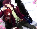  1boy 1girl amiko1204 closed_eyes couple etou_kiriya eyes_closed highres hino_kahoko la_corda_d&#039;oro red_hair redhead short_hair sitting sleeping 