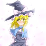  blonde_hair blush bust capelet hat kirisame_marisa long_hair petals solo taker tears touhou witch witch_hat yellow_eyes 