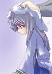  commentary commentary_request drying drying_hair gaoo_(frpjx283) grey_eyes grey_hair japanese_clothes kariginu long_hair mononobe_no_futo no_hat no_headwear ribbon skirt solo touhou towel wet 