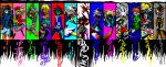  absurdres axe blood blue_skin club green_skin highres madotsuki purio puriotoko showhyakka spiked_bat yellow_skin yume_nikki 