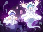  blue_hair brother_and_sister closed_eyes eyes_closed ghost kuromari_(runia) madou_monogatari open_mouth purple_hair puyopuyo rei-kun short_hair yu-chan 