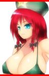  beret bikini_top blue_eyes braid breasts bust cleavage hat hong_meiling large_breasts long_hair onibi_(foxhound4185) red_hair redhead solo touhou twin_braids 
