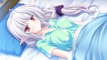  bed elf game_cg grey_hair maikaze_no_melt pajamas red_eyes suzu_(suzukaze_no_melt) tenmaso whirlpool 