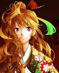  alternate_hairstyle blonde_hair bust floral_print fumio_(kanmi) gradient_hair green_hair highres japanese_clothes kimono milla_maxwell multicolored_hair purple_eyes solo tales_of_(series) tales_of_xillia violet_eyes 