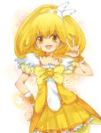  bad_id blonde_hair cure_peace kise_yayoi magical_girl precure rimoko short_hair skirt smile_precure! solo tiara v yellow_eyes 