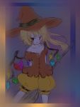  akina_(schism) alternate_costume arms_behind_back bad_id blonde_hair blush_stickers broom flandre_scarlet hat solo the_embodiment_of_scarlet_devil touhou wings witch_hat 