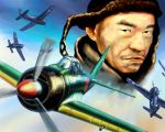  airplane copyright_request facial_hair flying grumman_f6f military military_uniform military_vehicle mustache propeller realistic saburo_sakai sakai_saburou samakia stubble uniform vehicle war world_war_ii 