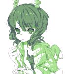  alabaster_(artist) black_rock_shooter cake casual curly_hair dead_master eating food horns monochrome simple_background solo 