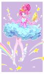  1girl adventure_time artist_name blue_dress dated dress long_hair pink_hair pink_skin princess_bonnibel_bubblegum psd rainbow signature solo 
