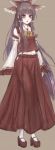  adapted_costume bad_id bangs blunt_bangs bow cosplay detached_sleeves frilled_sleeves grey_background hair_bow hair_tubes hakama hakurei_reimu hakurei_reimu_(cosplay) japanese_clothes long_hair long_sleeves miko patchouli_knowledge purple_eyes purple_hair rokuri-eva shoes simple_background solo touhou very_long_hair violet_eyes wide_sleeves 