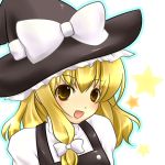 akina_(schism) bad_id blonde_hair hat kirisame_marisa open_mouth solo touhou witch witch_hat yellow_eyes 