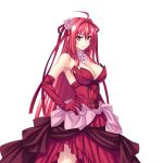  adult ahoge breasts cleavage corticarte_apa_lagranges dress elbow_gloves flower gloves hair_between_eyes hair_flower hair_ornament jewelry kannatsuki_noboru large_breasts long_hair necklace red_dress red_eyes red_hair redhead shinkyoku_soukai_polyphonica side_slit solo transparent_background very_long_hair 