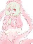  akina_(schism) bad_id front_ponytail green_hair kagiyama_hina ribbon smile solo touhou 