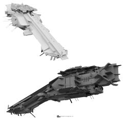  3d absurdres caldari_state_(eve_online) capital_ship_(eve_online) commentary company_logo company_name concept_art dated english_commentary eve_online greyscale highres kwibl logo modo_(medium) monochrome multiple_views no_humans science_fiction simple_background spacecraft thrusters vehicle_focus white_background 