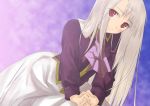  fate/stay_night fate_(series) illyasviel_von_einzbern long_hair red_eyes silver_hair smile solo very_long_hair wallpaper 