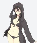  black_hair darth_wooser hood long_hair navel original pink_eyes smile swimsuit yammy_(artist) yammy_(cellblo) 