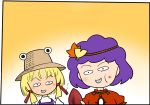  chibi_maruko-chan grin moriya_suwako parody smile staring touhou yasaka_kanako yassy 