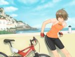  aihara_kaichi bad_id bicycle bike_shorts bottle fingerless_gloves gloves mountain_bicycle short_hair water_bottle 