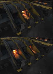  3d absurdres building commentary company_logo company_name constriction dated energy english_commentary eve_online glowing grey_background hangar highres industrial kwibl megastructure military_vehicle modo_(medium) no_humans official_art outdoors photoshop_(medium) realistic scenery science_fiction space space_station spacecraft star_(sky) starry_sky_background upwell_consortium_(eve_online) 