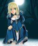  blonde_hair fate/stay_night fate_(series) green_eyes hair_down moon nina_(pastime) saber skirt skirt_lift 