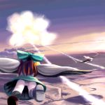  ace_combat asymmetrical_clothes chipika condensation_trail explosion flying lowres mismatched_footwear multiple_girls parody reiuji_utsuho remilia_scarlet skirt touhou upskirt wings 