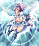  1041_(pixiv) 1girl aono_miki boots cure_angel cure_berry fresh_precure! fresh_pretty_cure! long_hair magical_girl midriff navel precure pretty_cure purple_eyes purple_hair solo thigh-highs thigh_boots thighhighs violet_eyes wings 