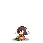 animal_ears black_hair bunny_ears carrot chewing chibi eating inaba_tewi rabbit_ears simple_background socha solo touhou 