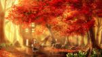  autumn character_request forest highres kakisuke landscape leaf leaves maple_leaf nature original scenery solo tree wallpaper water 