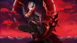 absurdres arlecchino_(genshin_impact) commentary_request genshin_impact highres moon night red_light russian_commentary 