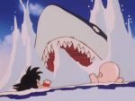  black_hair dragonball kuririn ocean shark son_goku 