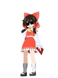  1girl absurdres arssein ascot black_shoes bow brown_hair closed_mouth commentary_request detached_sleeves facing_viewer frilled_bow frilled_hair_tubes frilled_skirt frills full_body hair_bow hair_tubes hakurei_reimu highres large_variant_set long_hair mary_janes psd_available red_bow red_skirt ribbon-trimmed_skirt ribbon-trimmed_sleeves ribbon_trim shoes simple_background skirt skirt_set smile socks solo sunglasses touhou transparent_background variant_set white_socks yellow_ascot 