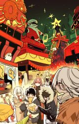  6+boys 6+girls blush christmas christmas_ornaments christmas_tree dean_(player) demon_girl demon_horns eating excalibur_(player) expressionless hat heo_seol-jin highres hood hoodie horns kina_lillet multiple_boys multiple_girls nagi_(player) pastis_(player) player_(webtoon) santa_hat scarf shonan_(player) ssambatea star_(sky) star_(symbol) sumama_(player) sweater turtleneck turtleneck_sweater vivian_(player) winter 
