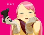  blush controller cynthia_lane game_controller gloves overman_king_gainer pink_hair playstation simple_background solo tocky 