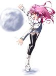  latex pink_hair snowball thigh-highs thighhighs throwing wink zettai_ryouiki 