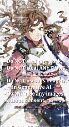  1girl absurdres armor brown_eyes brown_hair closed_mouth fire_emblem fire_emblem_fates floating_hair hana_(fire_emblem) headband highres japanese_armor japanese_clothes katana long_hair looking_at_viewer misokatsuhaumai samurai simple_background solo sword weapon white_armor white_background white_headband 