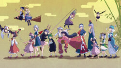  6+girls ^_^ alice_margatroid animal_ears antennae aoiueo apron ascot back_bow bamboo bamboo_print barefoot bat_wings bird_ears bird_wings black_boots black_bow black_bowtie black_cape black_hair black_hairband black_hat black_jacket black_pants black_skirt black_vest black_wings blonde_hair blue_dress blue_hair blue_hat blue_kimono boots bow bowtie braid brooch broom broom_riding brown_hair brown_shoes camera cape capelet carrot_necklace clenched_teeth closed_eyes collared_shirt commentary_request constellation_print cross cross_print dango detached_sleeves dress eating egasumi embarrassed finger_gun food frilled_bow frilled_hair_tubes frilled_kimono frilled_skirt frilled_wrist_cuffs frills fujiwara_no_mokou full_body full_moon gap_(touhou) gohei green_bow green_hair green_skirt green_vest grey_hair hair_bow hair_tubes hairband hakurei_reimu hat hat_bow hat_ribbon heart highres hitodama holding holding_camera holding_gohei holding_polearm holding_sword holding_weapon houraisan_kaguya hug imperishable_night inaba_tewi izayoi_sakuya jacket japanese_clothes jewelry kamishirasawa_keine katana kimono kirisame_marisa knee_boots konpaku_youmu konpaku_youmu_(ghost) leg_up long_hair long_skirt long_sleeves maid maid_headdress mary_janes mob_cap moon multiple_girls multiple_hair_bows multiple_riders mystia_lorelei necklace nurse_cap ofuda ofuda_on_clothes open_mouth pants pendant pink_dress pink_hair pink_hat pink_sash pink_shirt pink_skirt pleated_skirt polearm portal_(object) print_dress print_hat print_skirt puffy_short_sleeves puffy_sleeves purple_dress purple_hair purple_hat purple_tabard rabbit_ears rabbit_girl red_bow red_cross red_dress red_eyes red_hairband red_hat red_pants red_ribbon red_shoes red_skirt red_wrist_cuffs reisen_udongein_inaba remilia_scarlet ribbon ribbon-trimmed_dress ribbon-trimmed_sleeves ribbon_trim saigyouji_yuyuko sash shameimaru_aya sheath sheathed shirt shoes short_sleeves side_braid single_braid skirt skirt_set sleeve_bow sleeve_garter smile socks spear spear_the_gungnir suspenders sweatdrop sword tabard teeth toes tokin_hat touhou triangular_headpiece tsukimi_dango twin_braids two-tone_dress very_long_hair vest wagashi waist_apron waist_sash weapon white_apron white_bow white_dress white_hat white_shirt white_socks wide_sleeves winged_hat winged_shoes wings witch_hat wriggle_nightbug wrist_cuffs yagokoro_eirin yakumo_yukari yellow_ascot yellow_background yellow_capelet yellow_eyes yuri 