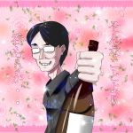  :3 beer black_hair bottle confession glasses grin male parody pov smile solo touhou translated translation_request ver.5 zun 