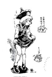  +++ 3girls blush commentary_request crescent crescent_hat_ornament dated greyscale hat hat_ornament holding_own_skirt instrument knees kokechankokko long_sleeves lunasa_prismriver lyrica_prismriver merlin_prismriver monochrome multiple_girls shirt shoes short_hair skirt socks sweatdrop touhou translation_request vest violin white_background 