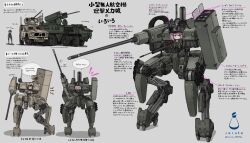  2girls absurdres arguing artist_name autocannon black_hair cannon commentary_request digitigrade goggles goggles_on_head gun hair_ornament hairclip head-mounted_display highres holding holding_gun holding_weapon joints looking_at_viewer machine_gun mecha_musume missile_pod multiple_girls original purple_hair robot_joints science_fiction smoke_grenade_launcher soruto_0w98e speech_bubble standing translation_request violet_eyes weapon 