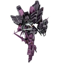  3d arm_across_waist arm_at_side arm_behind_back arm_cannon arm_shield armor armor_skirt black_armor bowing butler_bowing claws commentary_request from_side full_body gundam gundam_battle_operation_2 gundam_unicorn high_heels industrial_pipe looking_ahead mask mecha mecha_focus mechanical_wings mobile_suit multicolored_armor neo_zeon no_humans official_art one-eyed one-eyed_mecha pink_eyes purple_armor purple_wings respirator robot rozen_zulu scene_reference science_fiction shoulder_armor simple_background sleeve_cuffs solo transparent_background weapon white_trim wings 