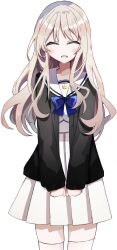  1girl :d ^_^ black_cardigan blue_bow blue_bowtie blush bow bowtie cardigan closed_eyes facing_viewer game_asset grey_hair highres hokuto1017 kobayakawa-san_ha_soullike large_variant_set long_hair long_sleeves non-web_source open_cardigan open_clothes pleated_skirt sailor_collar self-datamine simple_background skirt smile solo thigh-highs transparent_background variant_set white_sailor_collar white_skirt white_thighhighs 