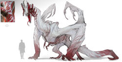  absurdres chasemakouchi claws colored_skin concept_art dragon highres monster multicolored_skin original plant_request reference_inset sketch tail two-tone_skin wings 