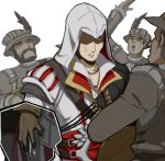  anger_vein assassin&#039;s_creed assassin&#039;s_creed_ii assassin's_creed assassin's_creed_ii bard beard ezio_auditore_da_firenze facial_hair gloves hat hood instrument knife lowres nemurism scar singing 