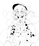  hat heart heart_hands highres komeiji_koishi lineart monochrome oouso_(usotsukiya) solo touhou usotsukiya 