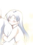  bad_id blue_hair blush closed_eyes eyes_closed happy hug hug_from_behind idolmaster kisaragi_chihaya komi_zumiko smile 