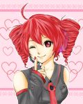 asaki_(bluemoonstone) bust drill_hair heart kasane_teto red_eyes red_hair redhead smile solo utau wink 